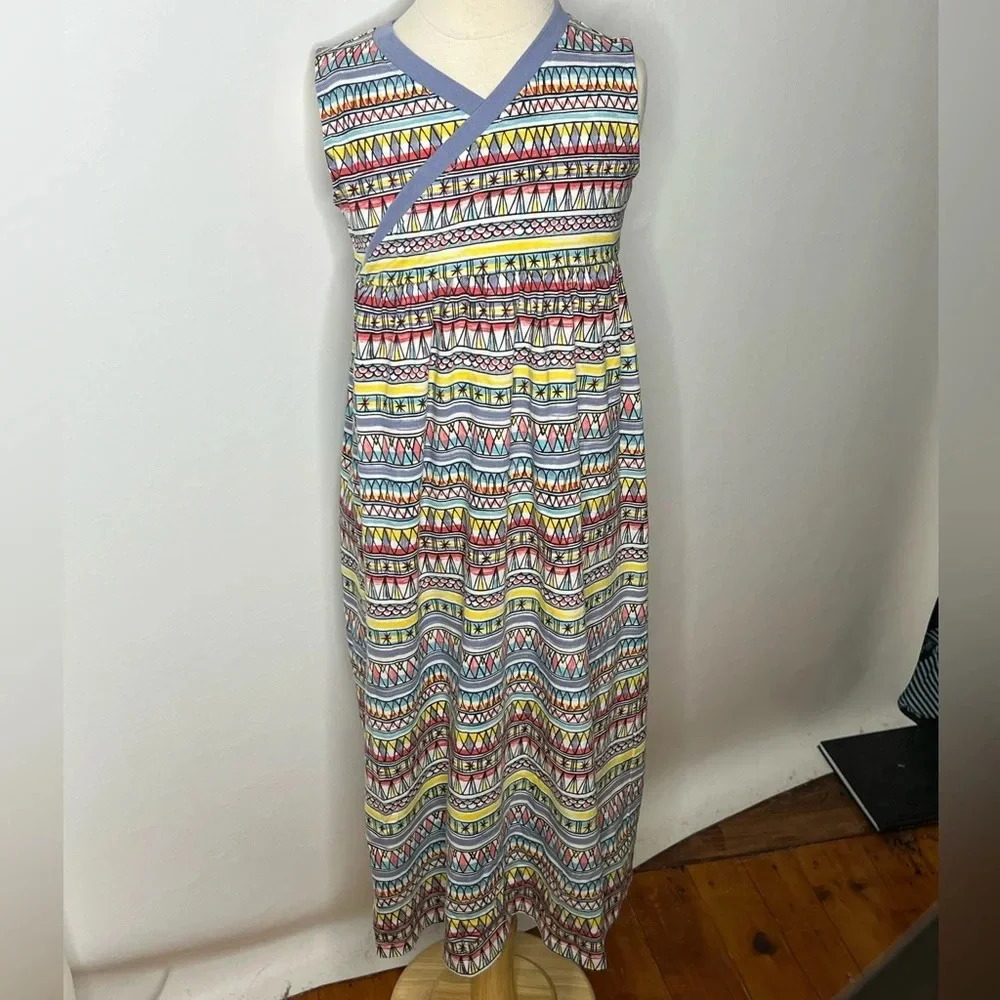 Tea Collection girls striped tribal print sleeveless dress sz 7